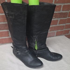 Women's Black Leather Boots Sz 10